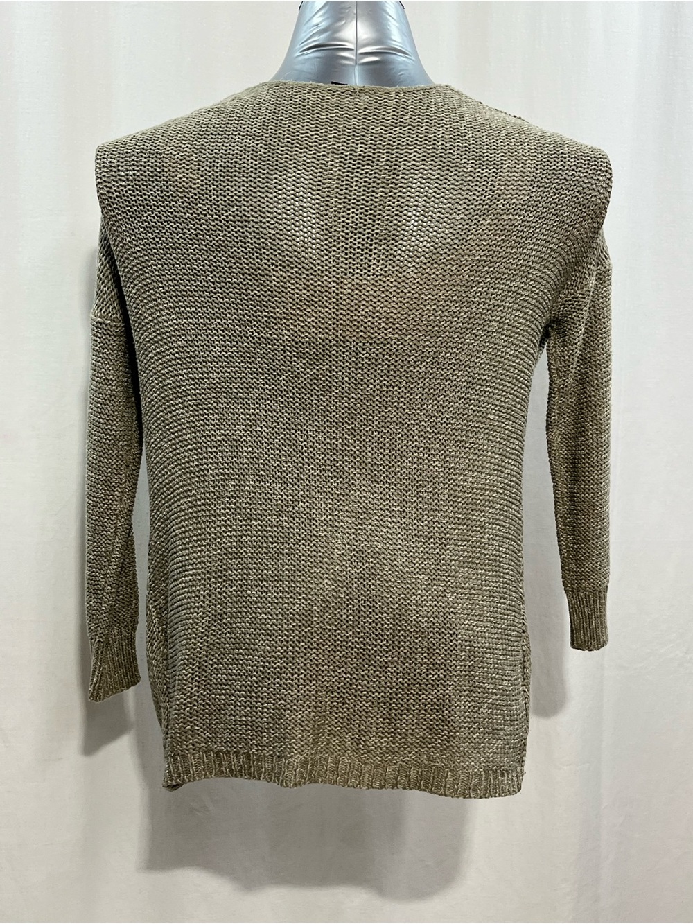 Womans Design Lab Lord & Taylor taupe Green Wrap V-Neck Sweater casual work 1402 - Picture 2 of 3